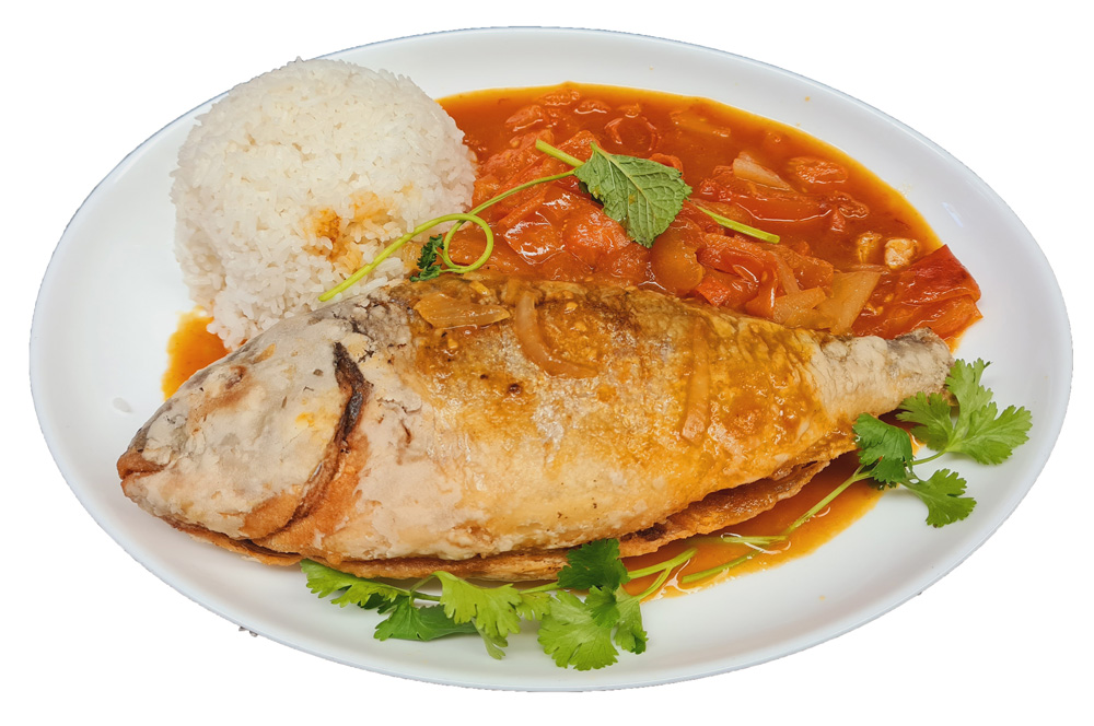 Gebackene Dorade mit Reis & Sauce
